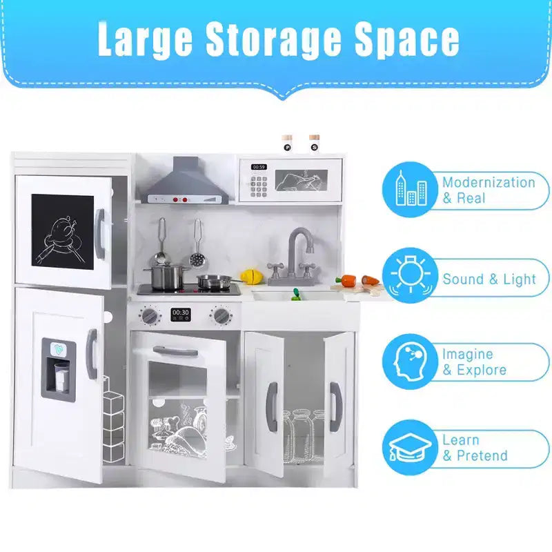 Juego de cocina para niños, juego de simulación de chef de madera con 20 accesorios de cocina, juego de simulación de utensilios de cocina de madera