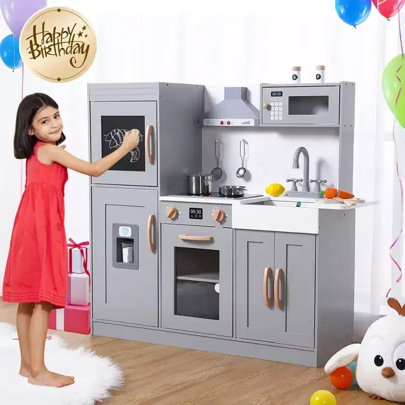 Juego de cocina para niños, juego de simulación de chef de madera con 20 accesorios de cocina, juego de simulación de utensilios de cocina de madera