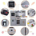 Juego de cocina para niños, juego de simulación de chef de madera con 20 accesorios de cocina, juego de simulación de utensilios de cocina de madera