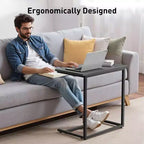 Marsail - Mesa auxiliar en forma de C, 27 pulgadas de alto, bandeja para café, sofá, mesa para laptop, soporte para aperitivos con marco de metal
