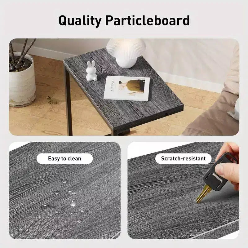 Marsail - Mesa auxiliar en forma de C, 27 pulgadas de alto, bandeja para café, sofá, mesa para laptop, soporte para aperitivos con marco de metal