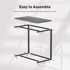 Marsail - Mesa auxiliar en forma de C, 27 pulgadas de alto, bandeja para café, sofá, mesa para laptop, soporte para aperitivos con marco de metal