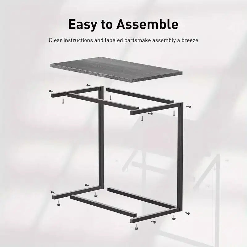 Marsail - Mesa auxiliar en forma de C, 27 pulgadas de alto, bandeja para café, sofá, mesa para laptop, soporte para aperitivos con marco de metal