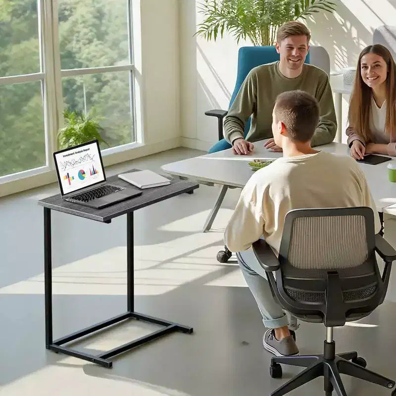 Marsail - Mesa auxiliar en forma de C, 27 pulgadas de alto, bandeja para café, sofá, mesa para laptop, soporte para aperitivos con marco de metal