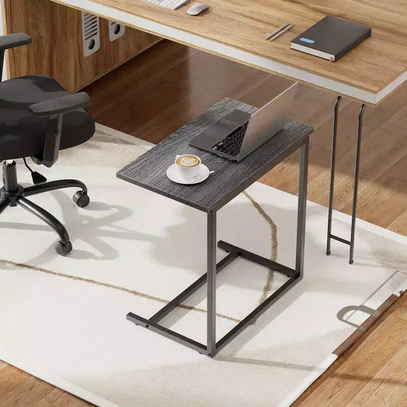 Marsail - Mesa auxiliar en forma de C, 27 pulgadas de alto, bandeja para café, sofá, mesa para laptop, soporte para aperitivos con marco de metal