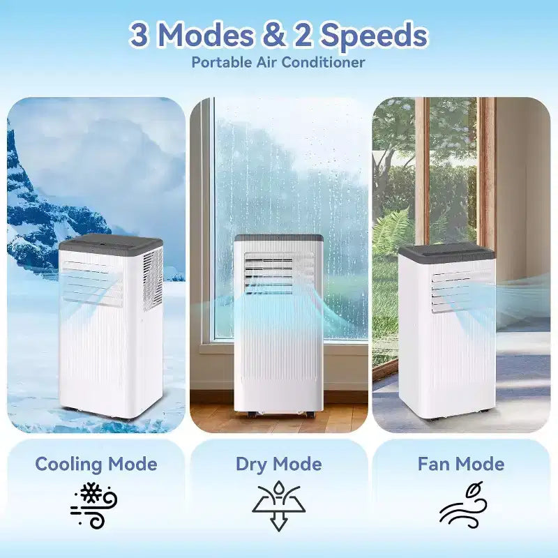 Acekool 10,000 BTU Portable Air Conditioner & Heater, 3-in-1 AC, Heat Pump, Fan, Dehumidifier, Remote, 24H Timer, Cools 450 Sq Ft, Window Kit