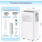Acekool 10,000 BTU Portable Air Conditioner & Heater, 3-in-1 AC, Heat Pump, Fan, Dehumidifier, Remote, 24H Timer, Cools 450 Sq Ft, Window Kit