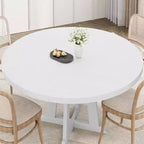 Mesa de comedor redonda Acekool de 47 pulgadas, para 4 personas, tapa de madera con base de pedestal cruzada, mesa de cocina y comedor que ahorra espacio, estilo rústico