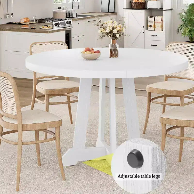 Mesa de comedor redonda Acekool de 47 pulgadas, para 4 personas, tapa de madera con base de pedestal cruzada, mesa de cocina y comedor que ahorra espacio, estilo rústico