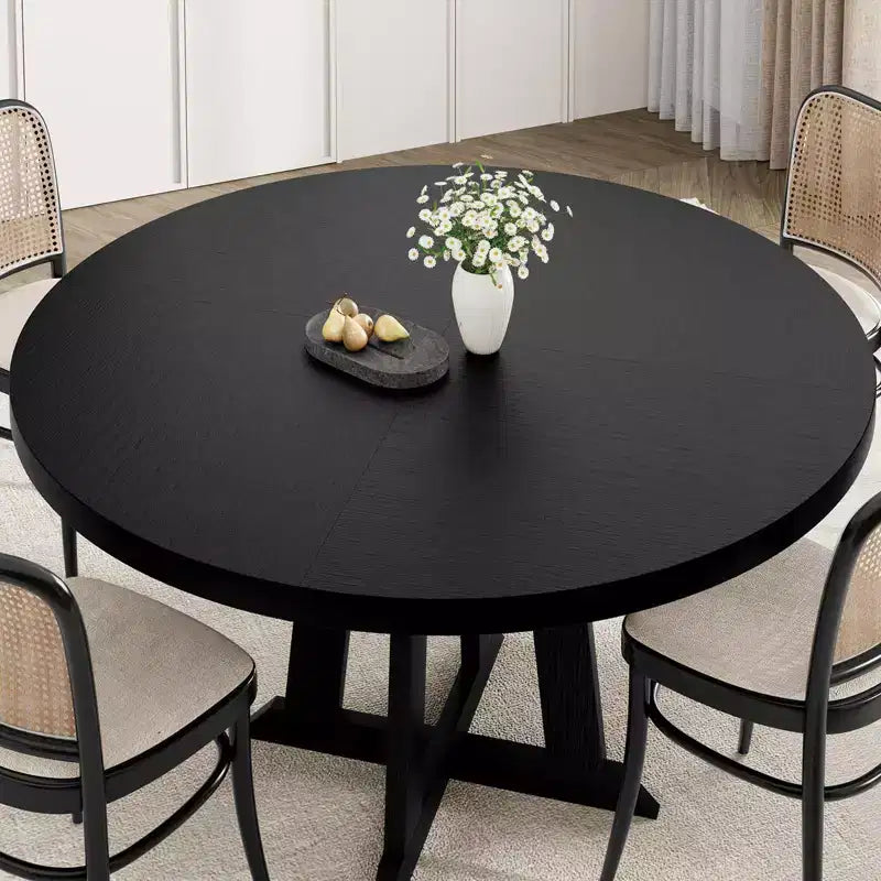 Mesa de comedor redonda Acekool de 47 pulgadas, para 4 personas, tapa de madera con base de pedestal cruzada, mesa de cocina y comedor que ahorra espacio, estilo rústico