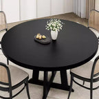 Mesa de comedor redonda Acekool de 47 pulgadas, para 4 personas, tapa de madera con base de pedestal cruzada, mesa de cocina y comedor que ahorra espacio, estilo rústico