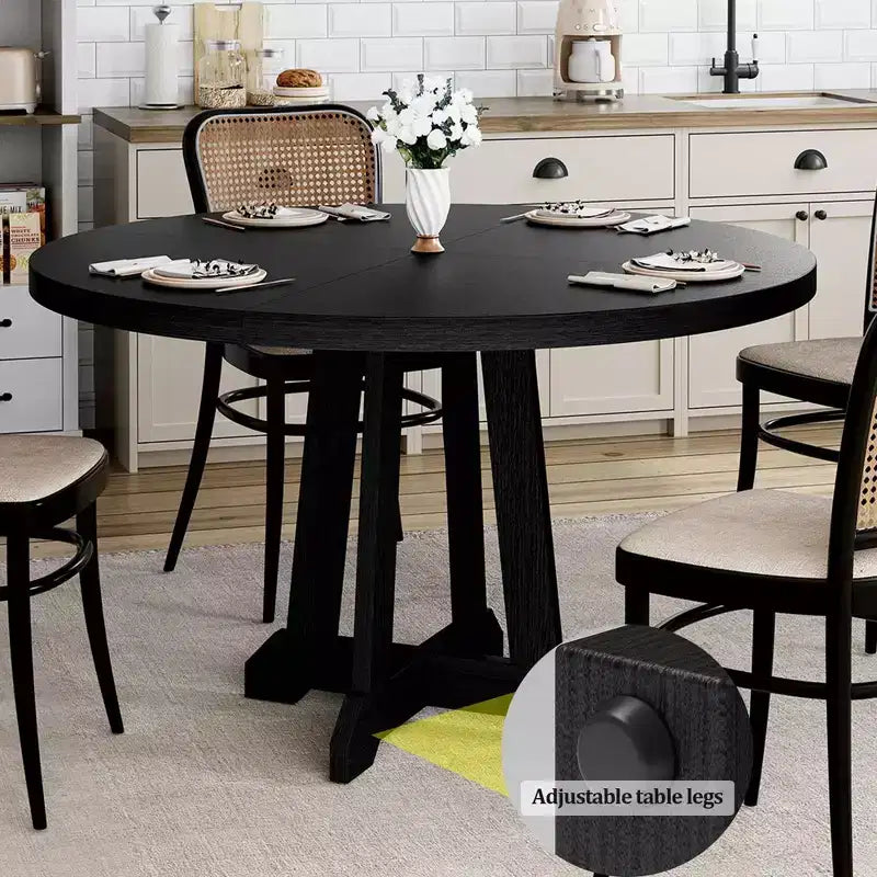 Mesa de comedor redonda Acekool de 47 pulgadas, para 4 personas, tapa de madera con base de pedestal cruzada, mesa de cocina y comedor que ahorra espacio, estilo rústico