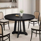 Acekool 47-Inch Round Dining Table, Seats 4, Wood Top with Pedestal Cross Base, Space-Saving Kitchen & Dining Room Table, Farmhouse Style