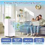 Acekool 10,000 BTU Portable Air Conditioner, 3-in-1 AC, Dehumidifier, Fan, Cools 560 Sq Ft, Remote, LED Display, 24H Timer, Wheels, White