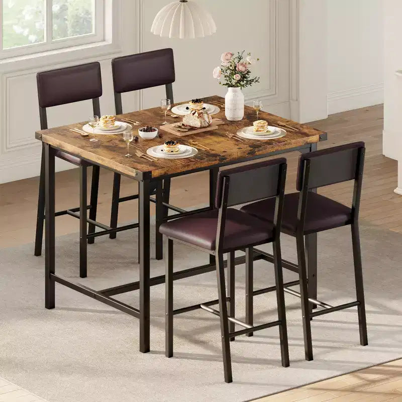 Juego de mesa alta de comedor, Muebles de comedor modernos, Muebles de comedor, Construcción duradera, Diseño que ahorra espacio