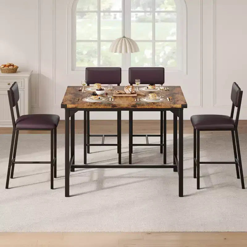 Juego de mesa alta de comedor, Muebles de comedor modernos, Muebles de comedor, Construcción duradera, Diseño que ahorra espacio