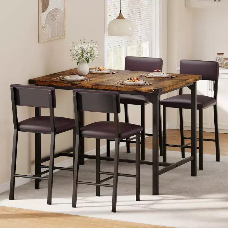 Juego de mesa alta de comedor, Muebles de comedor modernos, Muebles de comedor, Construcción duradera, Diseño que ahorra espacio
