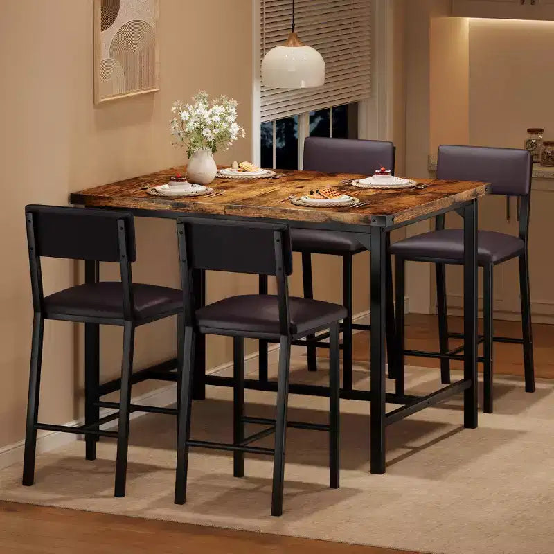 Juego de mesa alta de comedor, Muebles de comedor modernos, Muebles de comedor, Construcción duradera, Diseño que ahorra espacio