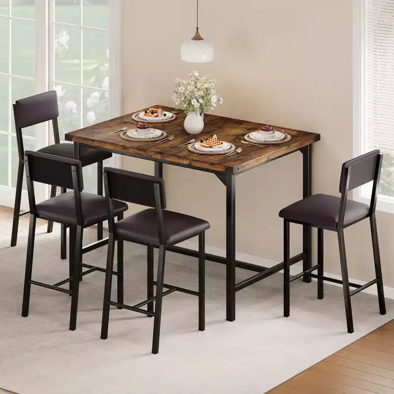 Juego de mesa alta de comedor, Muebles de comedor modernos, Muebles de comedor, Construcción duradera, Diseño que ahorra espacio