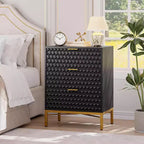Cómoda negra para dormitorio, mesita de noche moderna de 3 cajones, mesita auxiliar de sofá para dormitorio, dormitorio, espacios pequeños