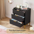 Cómoda negra para dormitorio, mesita de noche moderna de 3 cajones, mesita auxiliar de sofá para dormitorio, dormitorio, espacios pequeños