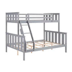 Litera doble sobre completa con escalera, estructura de madera con barandillas altas para niños, no necesita somier, resistente y ahorra espacio, gris