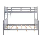 Litera doble sobre completa con escalera, estructura de madera con barandillas altas para niños, no necesita somier, resistente y ahorra espacio, gris