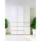 HomeStock 70.9 pulg. de alto x 17.72 pulg. de ancho, sistema de clóset de madera compuesta blanca para almacenamiento universal con contenedores de almacenamiento