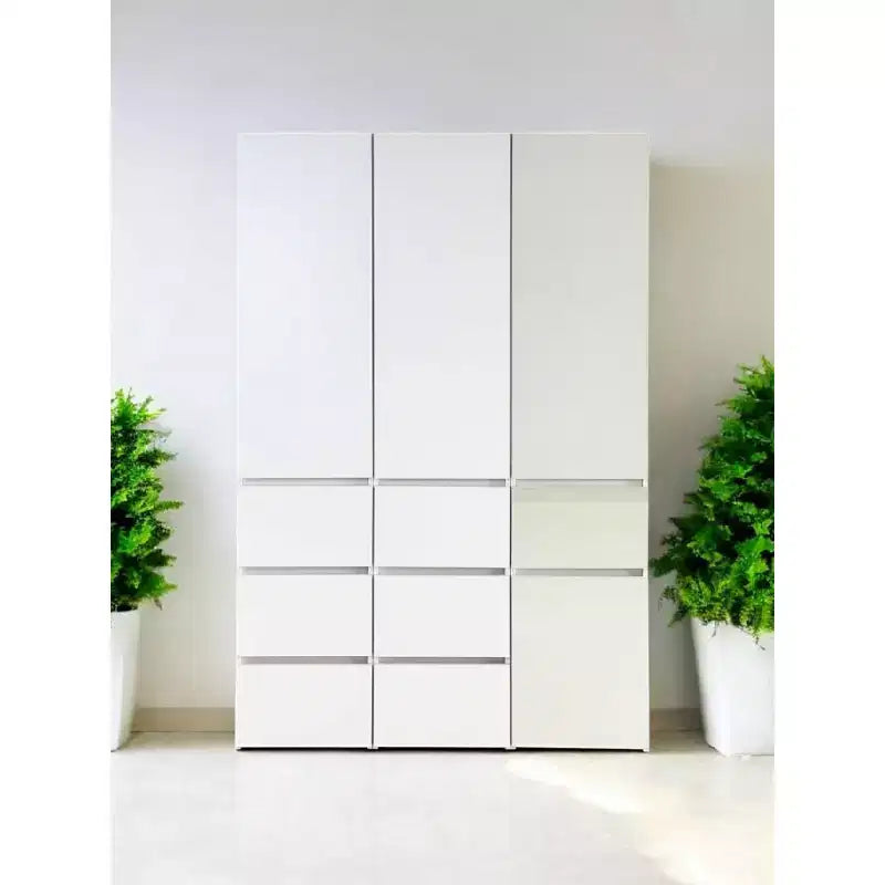 HomeStock 70.9 pulg. de alto x 17.72 pulg. de ancho, sistema de clóset de madera compuesta blanca para almacenamiento universal con contenedores de almacenamiento