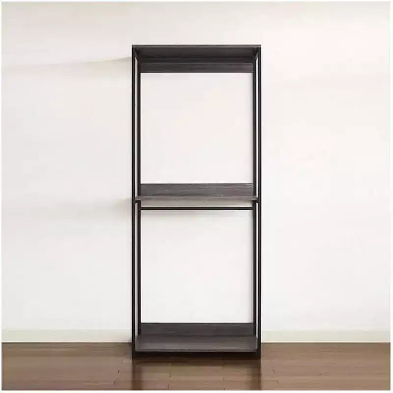 Sistema de clóset de compuesto de madera negra HomeStock de 197.3 cm de alto x 243.8 cm de ancho para almacenamiento universal con cubos de almacenamiento