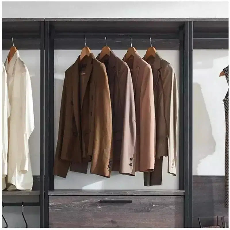 Sistema de clóset de compuesto de madera negra HomeStock de 197.3 cm de alto x 243.8 cm de ancho para almacenamiento universal con cubos de almacenamiento