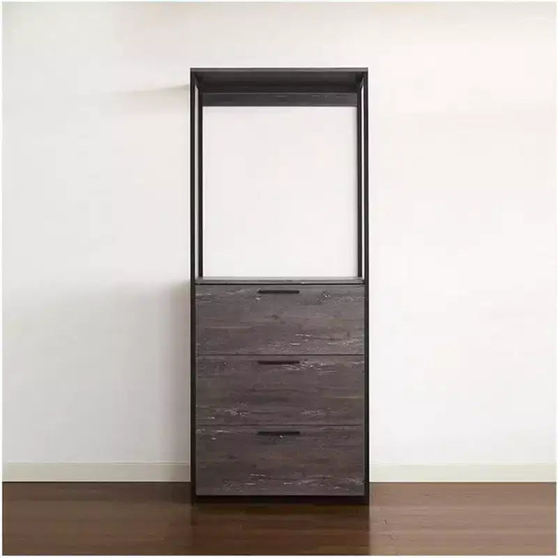 Sistema de clóset de compuesto de madera negra HomeStock de 197.3 cm de alto x 243.8 cm de ancho para almacenamiento universal con cubos de almacenamiento