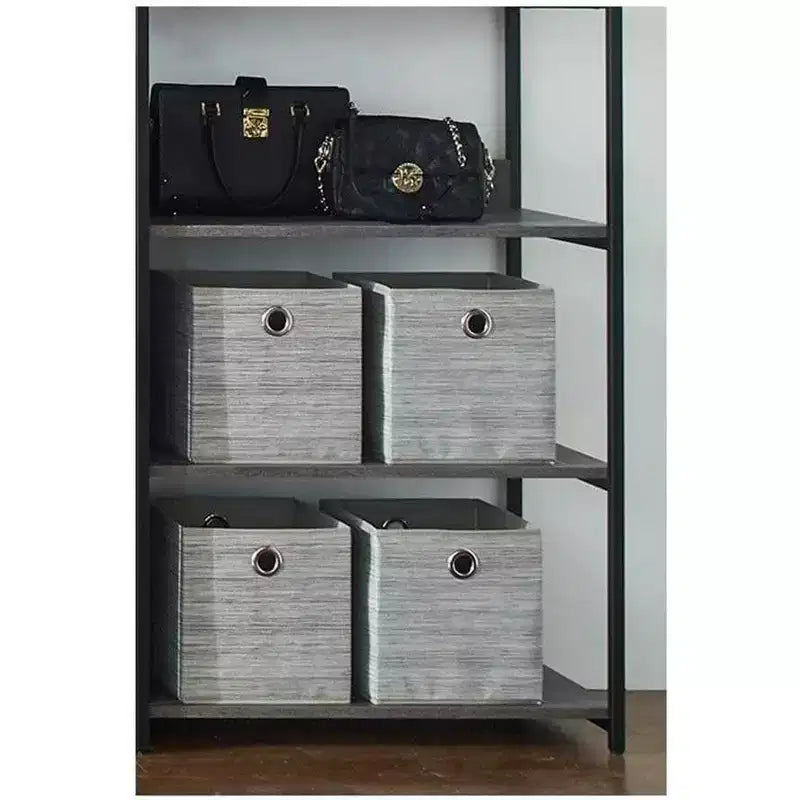 Sistema de clóset de compuesto de madera negra HomeStock de 197.3 cm de alto x 243.8 cm de ancho para almacenamiento universal con cubos de almacenamiento