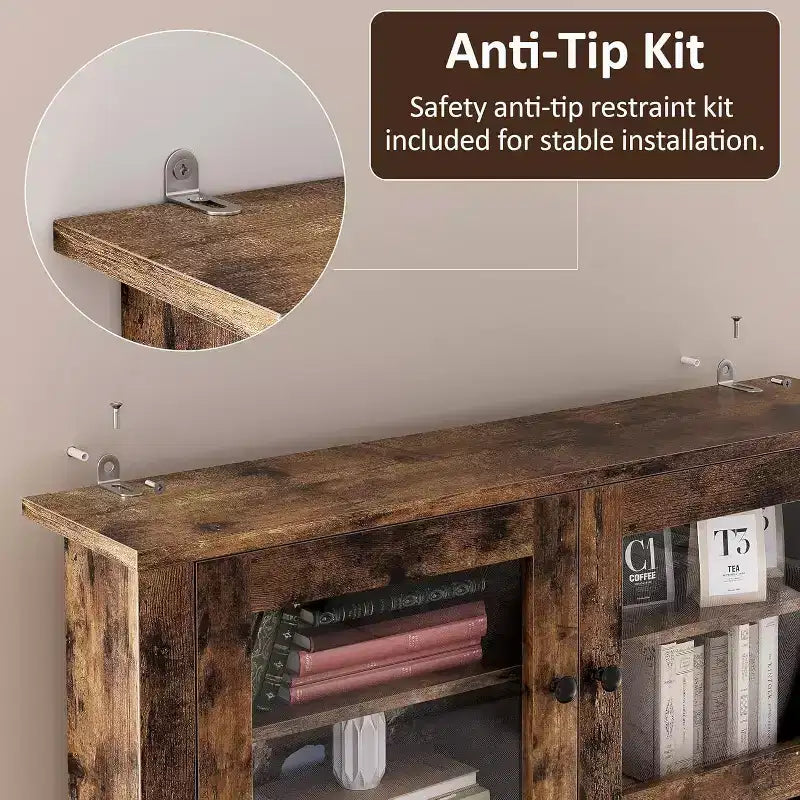 Mueble de despensa de cocina independiente con cajones y alacena, estantes ajustables y soporte para microondas, unidad de almacenamiento de 63 pulgadas de alto para comedores