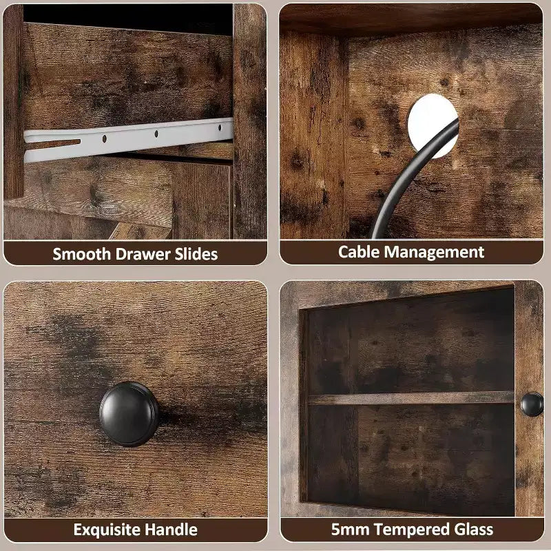 Mueble de despensa de cocina independiente con cajones y alacena, estantes ajustables y soporte para microondas, unidad de almacenamiento de 63 pulgadas de alto para comedores