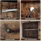 Mueble de despensa de cocina independiente con cajones y alacena, estantes ajustables y soporte para microondas, unidad de almacenamiento de 63 pulgadas de alto para comedores