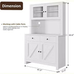 Mueble de despensa de cocina independiente con cajones y alacena, estantes ajustables y soporte para microondas, unidad de almacenamiento de 63 pulgadas de alto para comedores