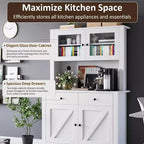 Mueble de despensa de cocina independiente con cajones y alacena, estantes ajustables y soporte para microondas, unidad de almacenamiento de 63 pulgadas de alto para comedores