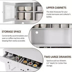 Mueble de despensa de cocina independiente con cajones y alacena, estantes ajustables y soporte para microondas, unidad de almacenamiento de 63 pulgadas de alto para comedores