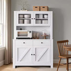 Mueble de despensa de cocina independiente con cajones y alacena, estantes ajustables y soporte para microondas, unidad de almacenamiento de 63 pulgadas de alto para comedores