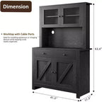 Mueble de despensa de cocina independiente con cajones y alacena, estantes ajustables y soporte para microondas, unidad de almacenamiento de 63 pulgadas de alto para comedores