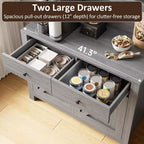 Mueble de despensa de cocina independiente con cajones y alacena, estantes ajustables y soporte para microondas, unidad de almacenamiento de 63 pulgadas de alto para comedores