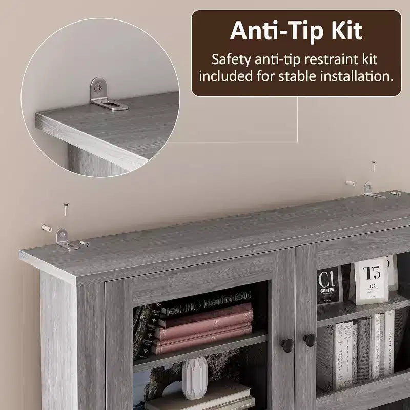 Mueble de despensa de cocina independiente con cajones y alacena, estantes ajustables y soporte para microondas, unidad de almacenamiento de 63 pulgadas de alto para comedores
