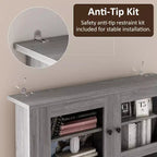 Mueble de despensa de cocina independiente con cajones y alacena, estantes ajustables y soporte para microondas, unidad de almacenamiento de 63 pulgadas de alto para comedores