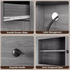 Mueble de despensa de cocina independiente con cajones y alacena, estantes ajustables y soporte para microondas, unidad de almacenamiento de 63 pulgadas de alto para comedores