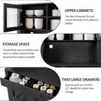 Mueble de despensa de cocina independiente con cajones y alacena, estantes ajustables y soporte para microondas, unidad de almacenamiento de 63 pulgadas de alto para comedores