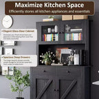Mueble de despensa de cocina independiente con cajones y alacena, estantes ajustables y soporte para microondas, unidad de almacenamiento de 63 pulgadas de alto para comedores