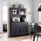 Mueble de despensa de cocina independiente con cajones y alacena, estantes ajustables y soporte para microondas, unidad de almacenamiento de 63 pulgadas de alto para comedores