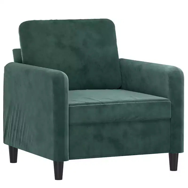 vidaXL Juego de sofás de 3 piezas de terciopelo verde oscuro - Estructura resistente de metal/contrachapado, asientos cómodos con relleno de espuma para sala de estar