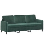 vidaXL Juego de sofás de 3 piezas de terciopelo verde oscuro - Estructura resistente de metal/contrachapado, asientos cómodos con relleno de espuma para sala de estar